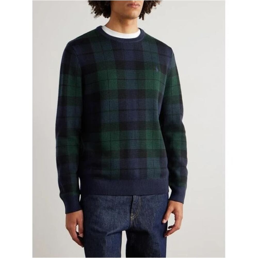 Polo Ralph Lauren Men’s Plaid 100% Wool Crewneck Sweater Medium